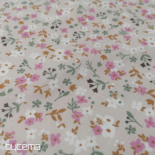 Baumwollstoff Zalia Blumen natur