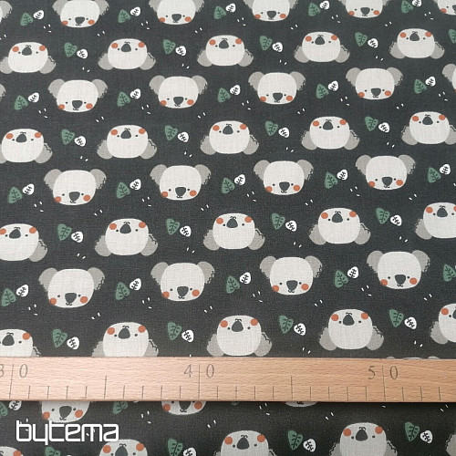 Baumwollstoff Koala Kiwak schwarz