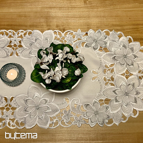 Bestickte Weihnachtstischdecke Silver Star