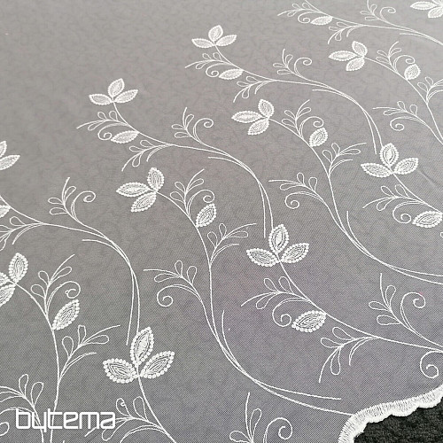 Luxuriöser bestickter weißer Vorhang - Blume 11775