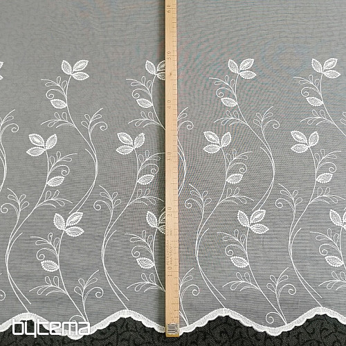 Luxuriöser bestickter weißer Vorhang - Blume 11775