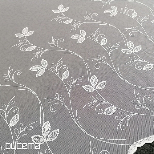Luxuriöser bestickter weißer Vorhang - Blume 11775