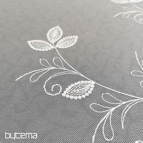 Luxuriöser bestickter weißer Vorhang - Blume 11775