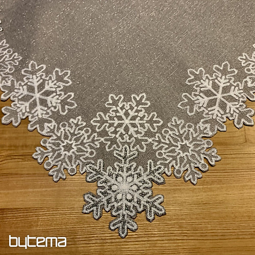 Bestickte Weihnachtstischdecke grau mit Flocken