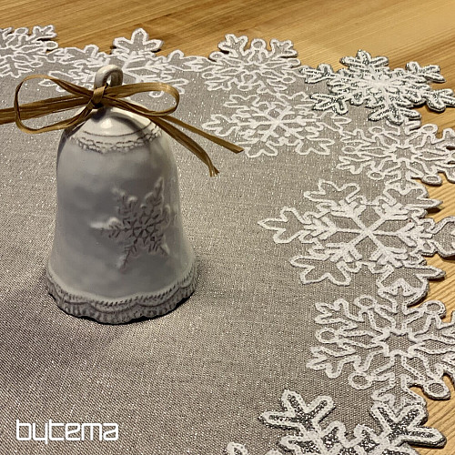 Bestickte Weihnachtstischdecke grau mit Flocken