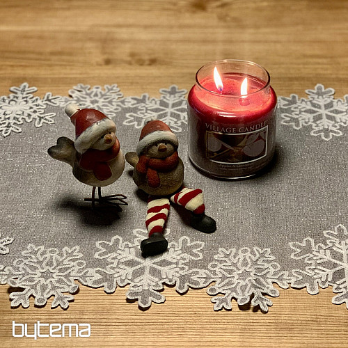 Bestickte Weihnachtstischdecke grau mit Flocken