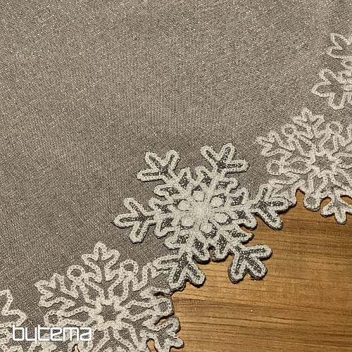 Bestickte Weihnachtstischdecke grau mit Flocken
