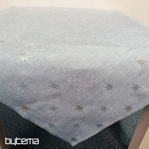 Bestickte grau-beige Weihnachtstischdecke mit Sternen