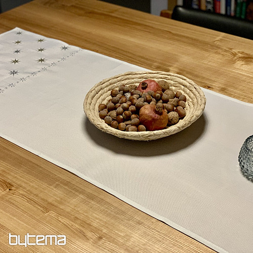 Bestickte Weihnachtstischdecke weiß mit Sternen