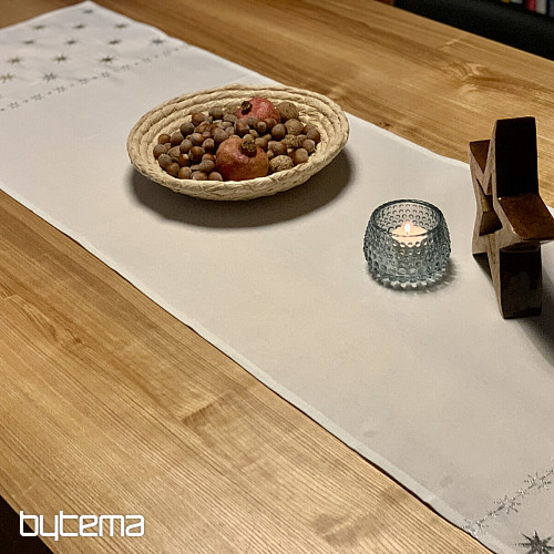 Bestickte Weihnachtstischdecke weiß mit Sternen