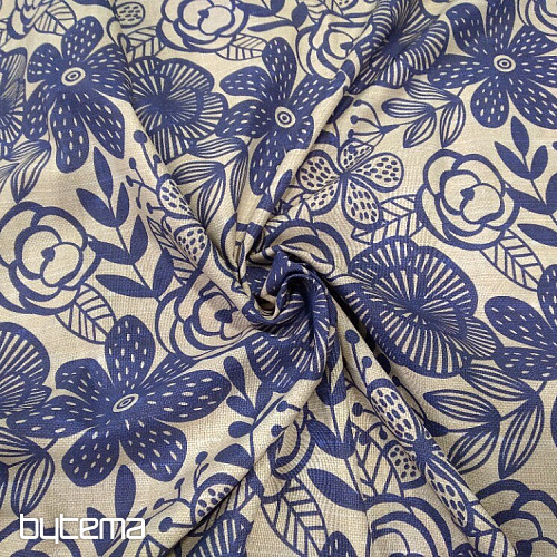 Dekorationsstoff PIPO BLAUE BLUME