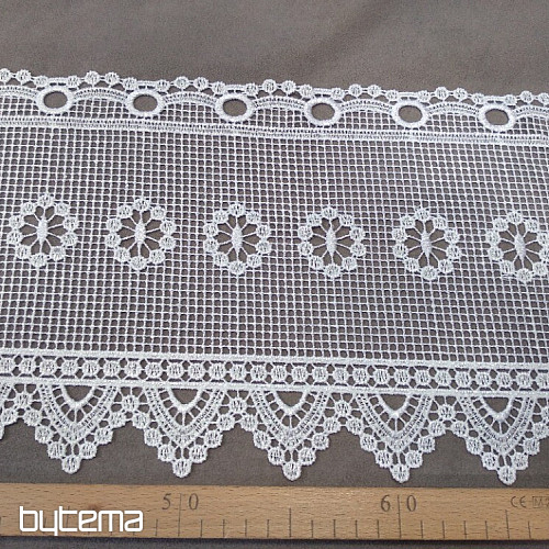 Luxuriöser bestickter Vorhang GERSTER für ein Buntglasfenster mit einer Blume 263/023/0001