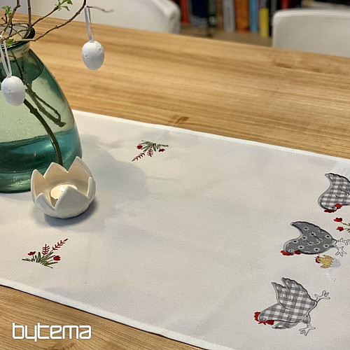 Bestickte Tischdecken und Tücher HENNEN bestickt grau