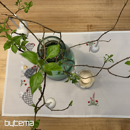 Bestickte Tischdecken und Tücher HENNEN bestickt grau