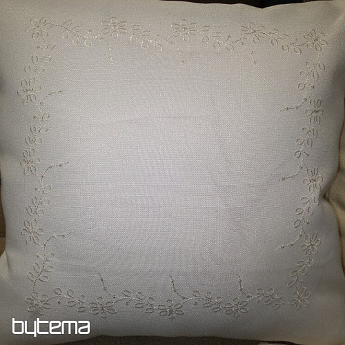 Gestickte Abdeckung BLUMEN weiß 40x40