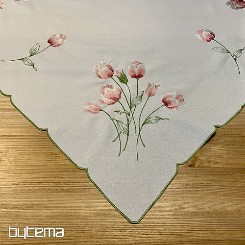 Bestickte Tischdecke und ovale bestickte TULPEN
