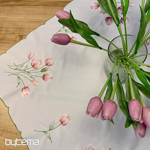 Bestickte Tischdecke und ovale bestickte TULPEN