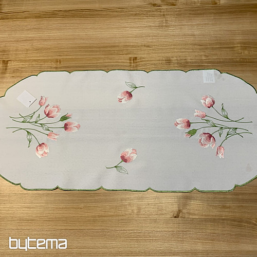 Bestickte Tischdecke und ovale bestickte TULPEN