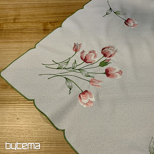 Bestickte Tischdecke und ovale bestickte TULPEN