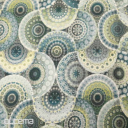 Dekostoff MANDALA blau grün