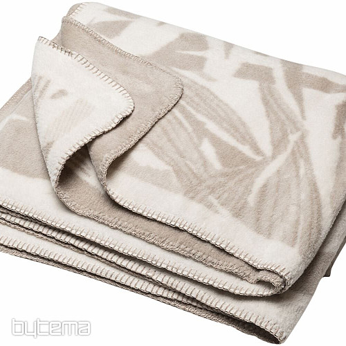 Baumwolldecke BAMBUS beige Blätter 2218/80
