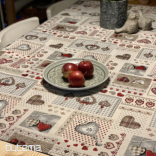 Gobelin-Tischdecke und Schal SRDCE NATUR II