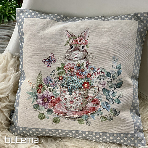 Gobelin-Kissenbezug BARE IN A MUG grau