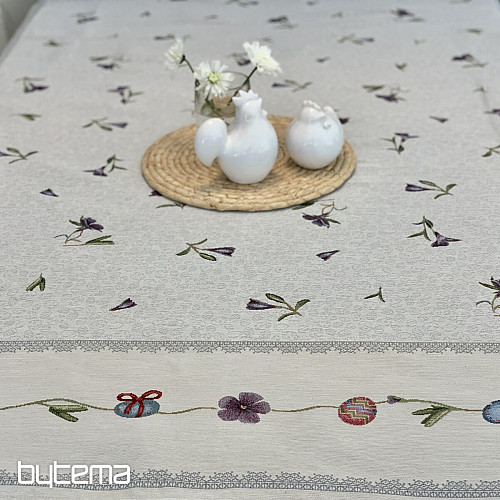 Tapisserie-Tischdecke und Schal OSTEREIER MIT VIOLETT