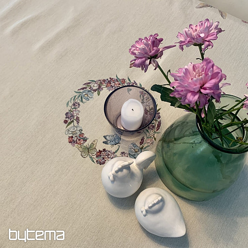 Gobelin-Tischdecke und Schal EASTER TIME beige kariert