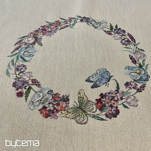 Gobelin-Tischdecke und Schal EASTER TIME beige kariert