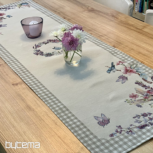 Gobelin-Tischdecke und Schal EASTER TIME beige kariert