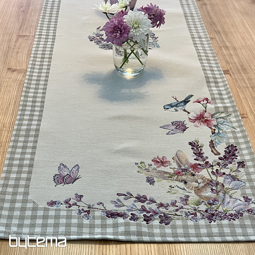 Gobelin-Tischdecke und Schal EASTER TIME beige kariert