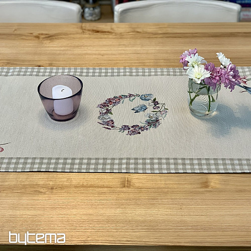 Gobelin-Tischdecke und Schal EASTER TIME beige kariert