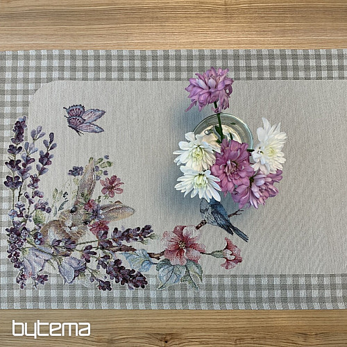 Gobelin-Tischdecke und Schal EASTER TIME beige kariert