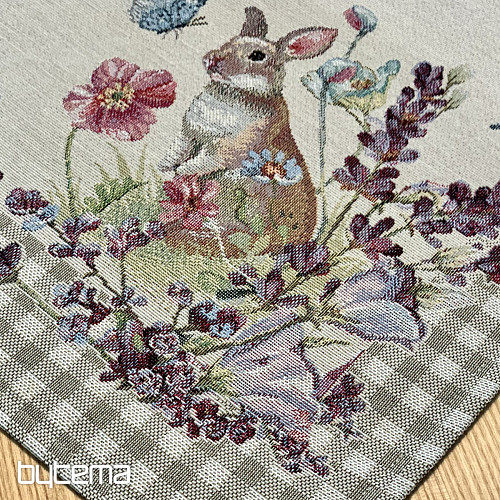 Gobelin-Tischdecke und Schal EASTER TIME beige kariert