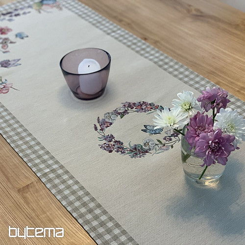 Gobelin-Tischdecke und Schal EASTER TIME beige kariert