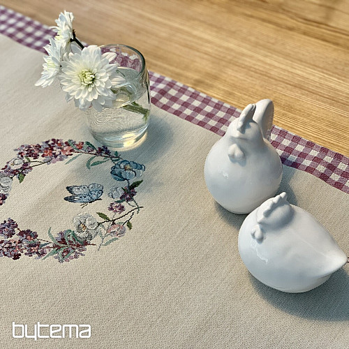 Gobelin-Tischdecke und Schal EASTER TIME lila kariert