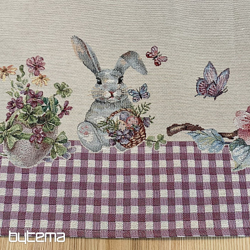 Gobelin-Tischdecke und Schal EASTER TIME lila kariert
