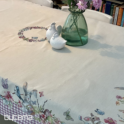Gobelin-Tischdecke und Schal EASTER TIME lila kariert