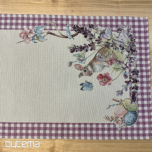 Gobelin-Tischdecke und Schal EASTER TIME lila kariert