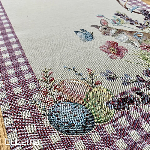 Gobelin-Tischdecke und Schal EASTER TIME lila kariert