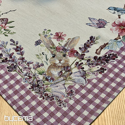 Gobelin-Tischdecke und Schal EASTER TIME lila kariert