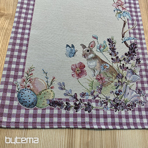 Gobelin-Tischdecke und Schal EASTER TIME lila kariert