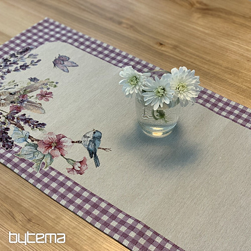 Gobelin-Tischdecke und Schal EASTER TIME lila kariert