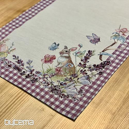 Gobelin-Tischdecke und Schal EASTER TIME lila kariert