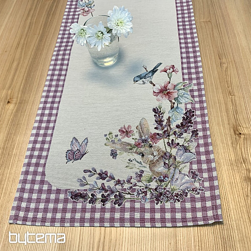 Gobelin-Tischdecke und Schal EASTER TIME lila kariert