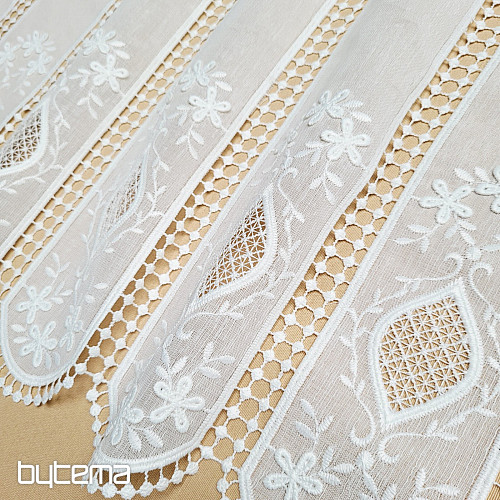 Luxuriöser bestickter Buntglasvorhang IVORY