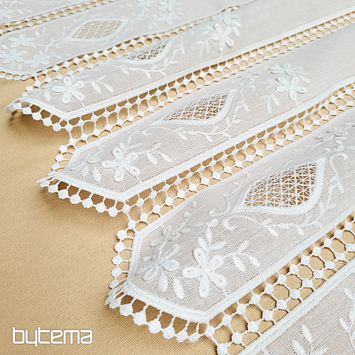 Luxuriöser bestickter Buntglasvorhang IVORY