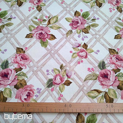 Dekorationsstoff CASTLE ROSE GRID