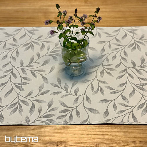 Tischdecke und Schal NIGHT LEAFS hellgrau